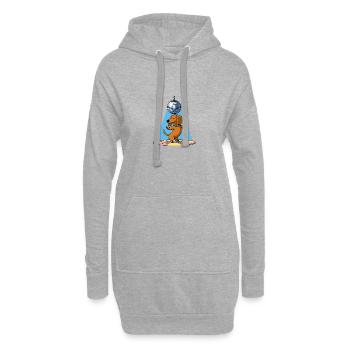 chien teckel boule disco danse danse dans une soirée disco - Sweat-shirt à capuche long Femme - gris chiné - Devant