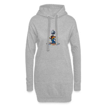 Disco chien teckel Stu danses danse danse balle disco danseuse - Sweat-shirt à capuche long Femme - gris chiné - Devant