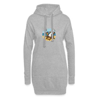Moin Nordsee Möwe Cocktail Strand Sonne Liegestuhl - Hoodie-Kleid - Grau meliert - Vorne
