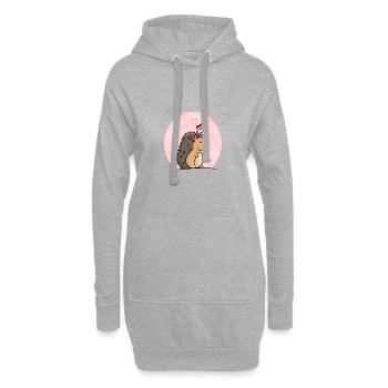 Igel Mädchen mit Herzen - Hoodie-Kleid - Grau meliert - Vorne