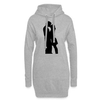 Couple amoureux baiser 17 - Sweat-shirt à capuche long Femme - gris chiné - Devant