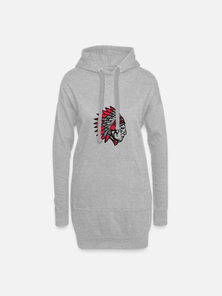 Indian Indianer - Hoodie-Kleid - Grau meliert
