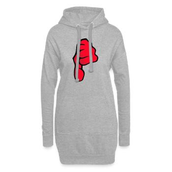 pouces vers le bas - Sweat-shirt à capuche long Femme - gris chiné - Devant