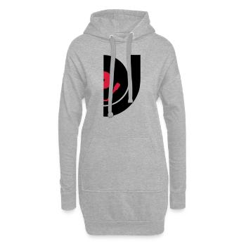 DJ Record Vinyl Plate - Hoodie-Kleid - Grau meliert - Vorne