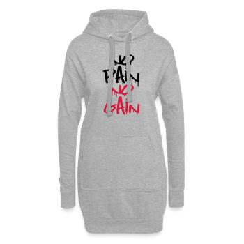 no_pain_no_gain_1_f2 - Sweat-shirt à capuche long Femme - gris chiné - Devant