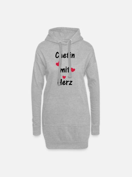 Chefin mit Herz - Hoodie-Kleid - Grau meliert