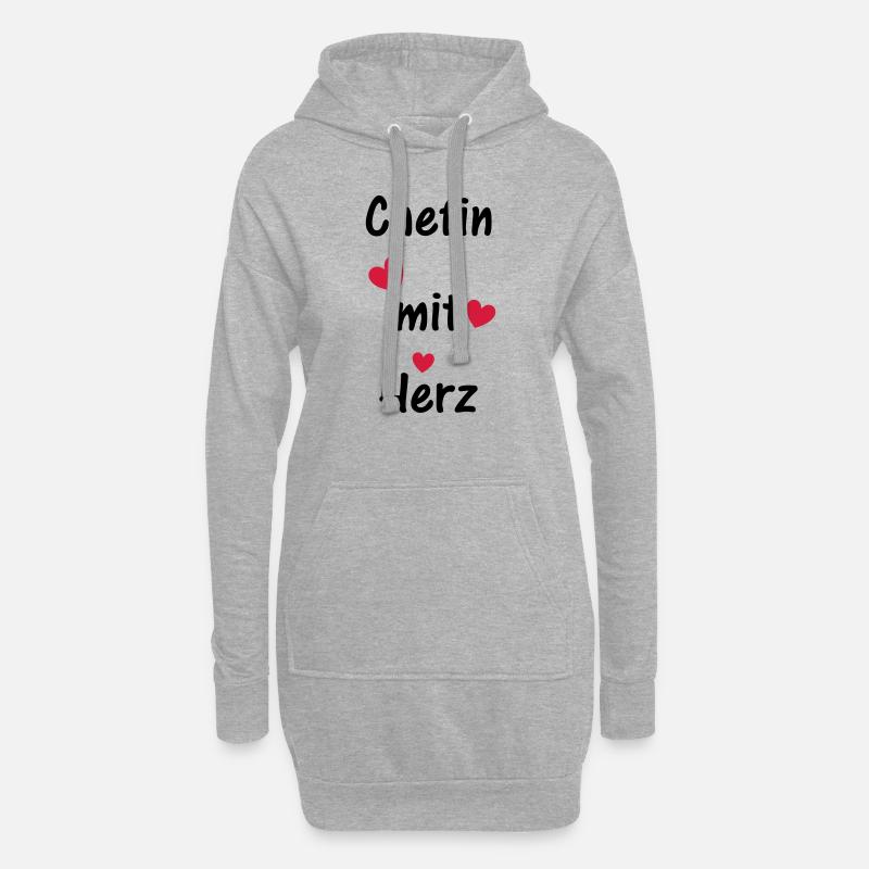 Chefin mit Herz - Hoodie-Kleid - Grau meliert