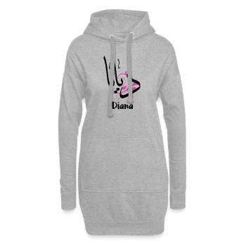 Diana — nom écrit en arabe - Sweat-shirt à capuche long Femme - gris chiné - Devant