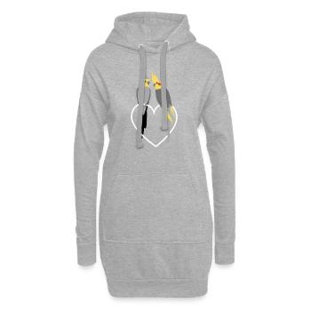 Cockatiel Lovers sur le cœur - Sweat-shirt à capuche long Femme - gris chiné - Devant