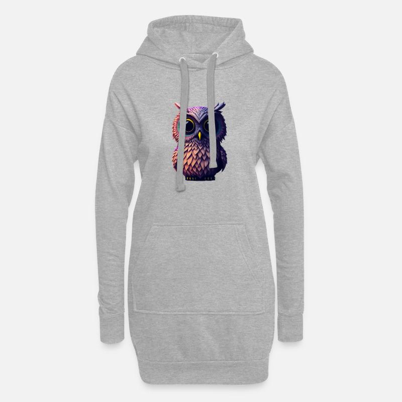 Eule 1 - Hoodie-Kleid - Grau meliert