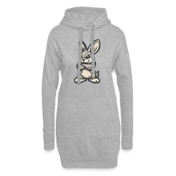 Hase Rabbit Comic - Hoodie-Kleid - Grau meliert - Vorne