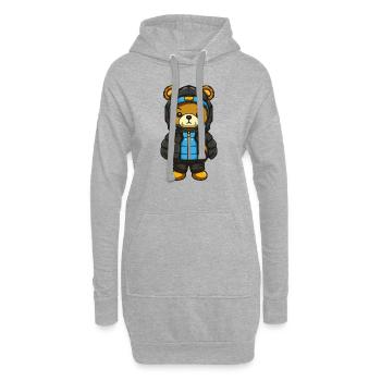 bär comic - Hoodie-Kleid - Grau meliert - Vorne