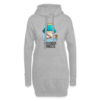 passager princesse drôle champignon mignonne petite amie - Sweat-shirt à capuche long Femme - gris chiné - Devant