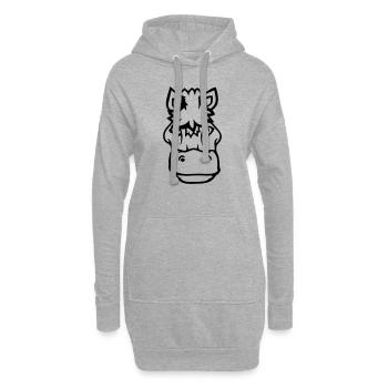 Pferd Süß Pony Fohlen Pferdemädchen Niedlich Comic - Hoodie-Kleid - Grau meliert - Vorne