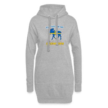 Ich muss gar nix ich muss nur nach Schweden - Hoodie-Kleid - Grau meliert - Vorne