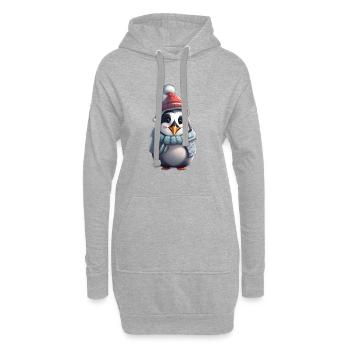 Festlicher Pinguin-Feiertag - Hoodie-Kleid - Grau meliert - Vorne