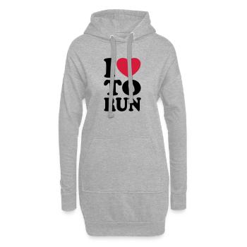 I love to run - Ich liebe es zu laufen - Hoodie-Kleid - Grau meliert - Vorne