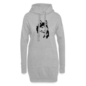 Tête de Husky - Sweat-shirt à capuche long Femme - gris chiné - Devant