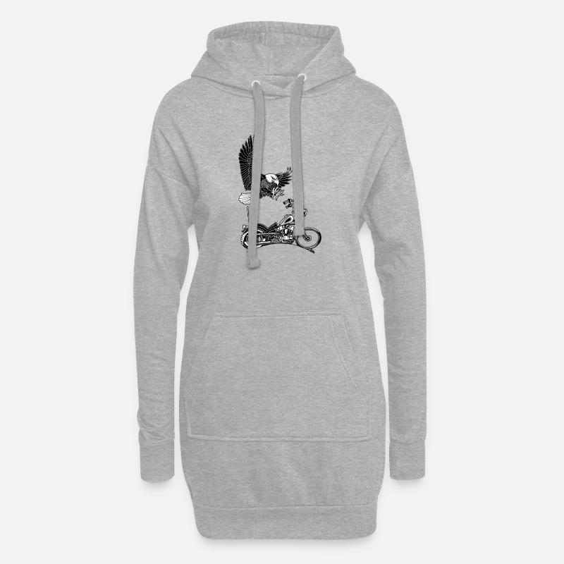 0906 eagle chopper knucklehead - Hoodie Dress - heather grey