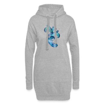 wunderschönes blau schimmerndes Barock Ornament - Hoodie-Kleid - Grau meliert - Vorne