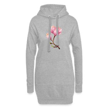 Branche de magnolia à fleurs roses - Sweat-shirt à capuche long Femme - gris chiné - Devant
