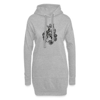 Queen Kopf (Partnermotiv) - Hoodie-Kleid - Grau meliert - Vorne