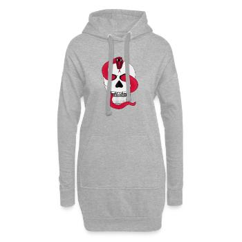 Le serpent rouge et le crâne - Sweat-shirt à capuche long Femme - gris chiné - Devant