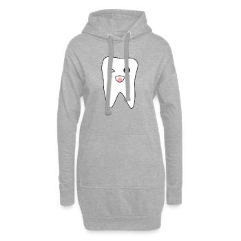 Dente, dents, cadeau dentiste - Sweat-shirt à capuche long Femme - gris chiné - Devant