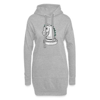 Schachfigur: genervtes Punk-Schachpferd - Hoodie-Kleid - Grau meliert - Vorne