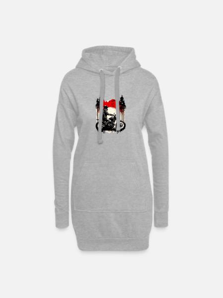 Coucher de soleil sur la moto - Sweat-shirt à capuche long Femme - gris chiné