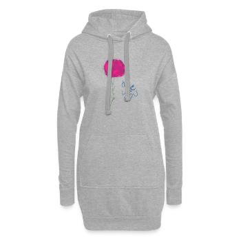 Abstrakte Blumenillustration mit Liebesbotschaft - Hoodie-Kleid - Grau meliert - Vorne