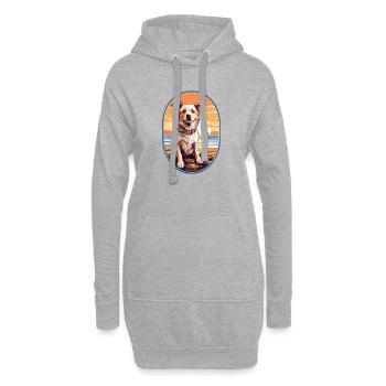 Chien sur la plage - Sweat-shirt à capuche long Femme - gris chiné - Devant