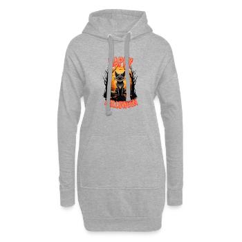Fabelhafter Halloweenfuchs mit Feuer - Hoodie-Kleid - Grau meliert - Vorne