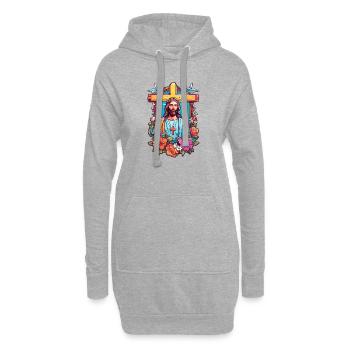 Jesus Christus - Hoodie-Kleid - Grau meliert - Vorne