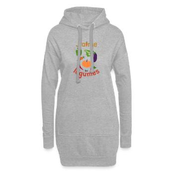 J'aime les légumes - Sweat-shirt à capuche long Femme - gris chiné - Devant