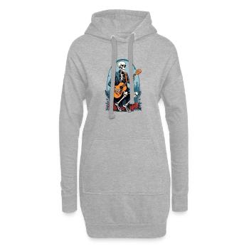 Skelett spielt Gitarre - Hoodie-Kleid - Grau meliert - Vorne