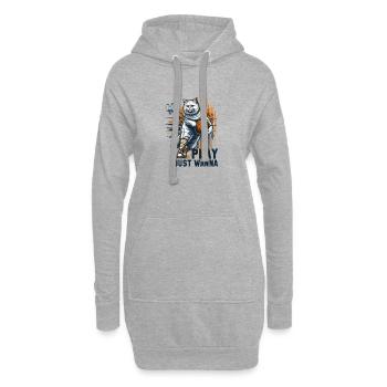 Basketball Katze Langhaar Geschenk - Hoodie-Kleid - Grau meliert - Vorne