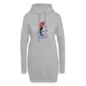 Fußball und Rugby, Sport in den Farben Blau, Weiß und Rot - Hoodie-Kleid - Grau meliert - Vorne