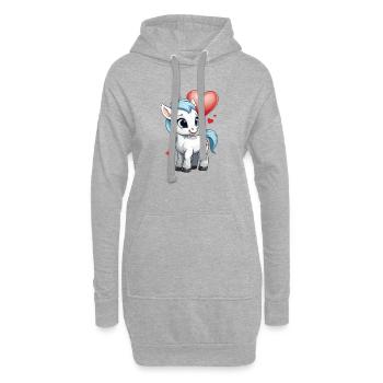 Poney mignon avec du coeur - Sweat-shirt à capuche long Femme - gris chiné - Devant
