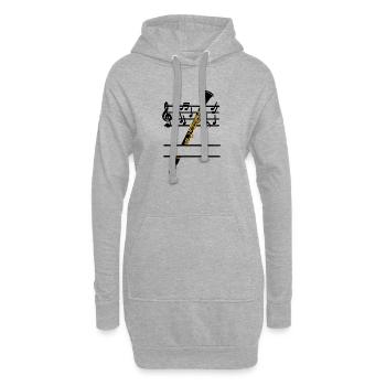 Klarinette Blasmusik Töne - Hoodie-Kleid - Grau meliert - Vorne