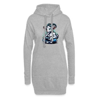 Zockende Ziege mit Gamepad Gamer - Hoodie-Kleid - Grau meliert - Vorne