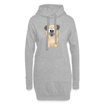 Mops Merlin - Hoodie-Kleid - Grau meliert - Vorne