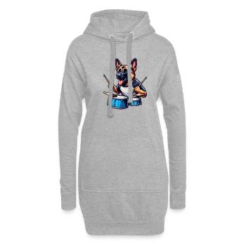 Conception de batteur Malinois cool - Sweat-shirt à capuche long Femme - gris chiné - Devant