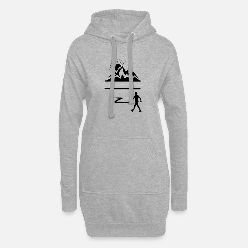 Wanderer Mann Berge Banner - Hoodie-Kleid - Grau meliert