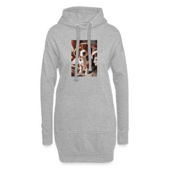 Entzückender Beagle-Welpe auf kuscheliger Decke - Hoodie-Kleid - Grau meliert - Vorne