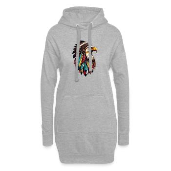Aigle amérindien Peaux rouges américaines - Sweat-shirt à capuche long Femme - gris chiné - Devant