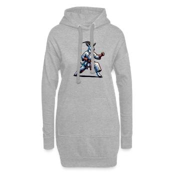 Karaté chèvre en action – combatif dynamique - Sweat-shirt à capuche long Femme - gris chiné - Devant
