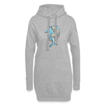 Beste Freunde für immer, Robbe umarmt Delfin - Hoodie-Kleid - Grau meliert - Vorne