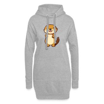Loutre mignonne et heureuse dans le style dessin animé - Adorable - Sweat-shirt à capuche long Femme - gris chiné - Devant