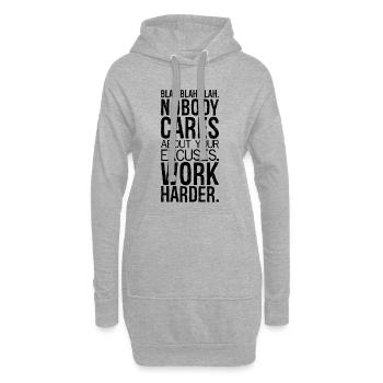 bla bla bla personne ne se soucie de tes excuses - Sweat-shirt à capuche long Femme - gris chiné - Devant
